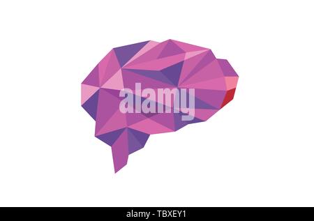 Brain Purple Polygonal Symbol Logo Vector Illustration Stock Vector