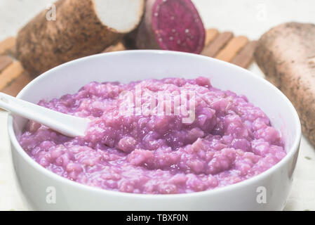 Purple potato yam porridge Stock Photo