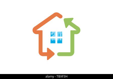 House Renewable Arrow Technology Logo Design Illustration Stock Vector