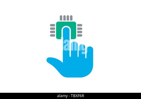 Technology Click Hand Data Logo Vector Symbol Design Illustration Stock Vector