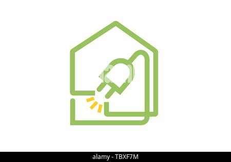 House Plug Logo Design Illustration Stock Vector