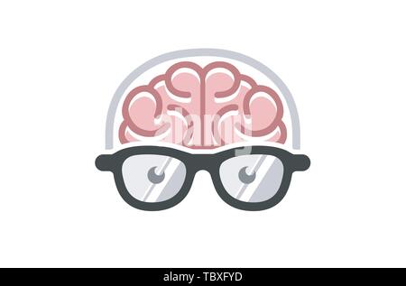 Brain Head Geek Logo Vector Symbol Design Illustration Stock Vector