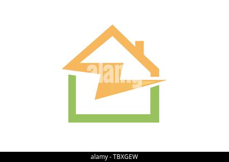 House Flash Logo Design Illustration Stock Vector