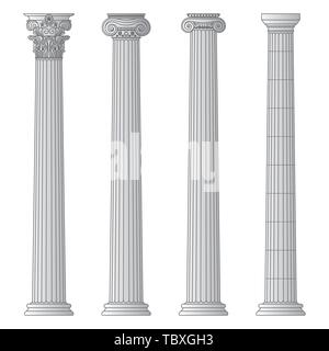 A set of antique Greek historical columns and capitals for them: the ...