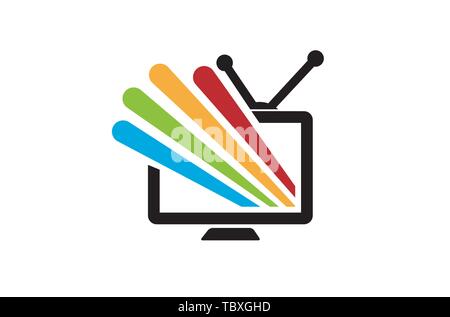 Colorful Screen Television Logo Vector Symbol Design Illustration Stock Vector