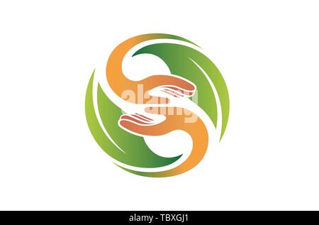 Circle Leaves Hands Clap Logo Vector Symbol Design Illustration Stock Vector