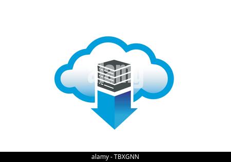 Cloud Server Arrow Logo Design Illustration Stock Vector