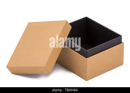 Brown cardboard box on white background Stock Photo