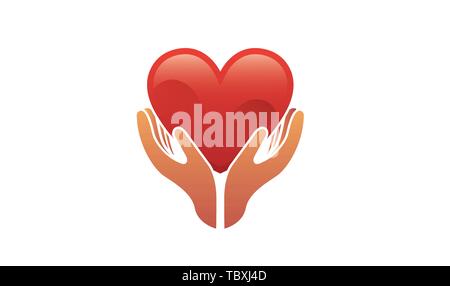Heart Shape Hands Holding Logo Vector Symbol Design Illustration Stock Vector