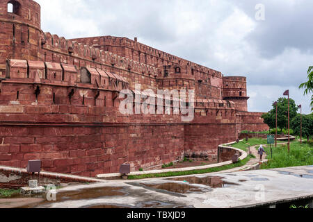 Rampart of Agra Fort, Agra, Uttar Pradesh, North India Stock Photo