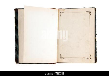 Old open book isolated on white Stock Photo
