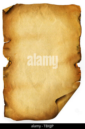 Old paper manusript on white background Stock Photo