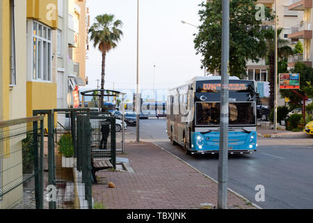 Antalya, Turkey - May 19, 2019: Bus on the streets of Antalya. Tourist city Antalya Stock Photo