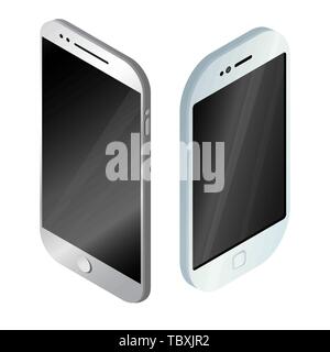 Isometric phone on a white background. Smartphone in isometric style. Vector Stock Vector