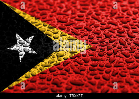 National flag of East Timor made of water drops. Background forecast concept. Stock Photo
