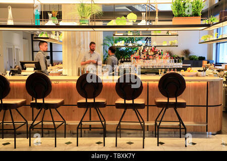 The bar of Giulia restaurant in Hotel Emery.Minneapolis.Minnesota.USA Stock Photo