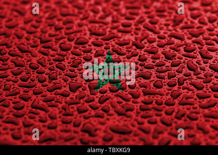 National flag of Morocco made of water drops. Background forecast concept. Stock Photo