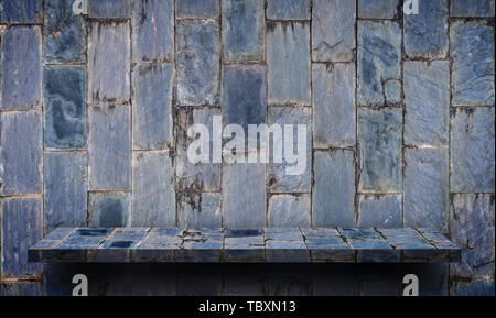 Empty rock stone shelf on rock background Stock Photo