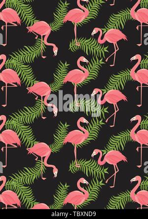 vector illustration of flamingo seamless background Stock Vector Image ...
