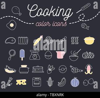 Cooking color icon set infographic design.vector Stock Vector