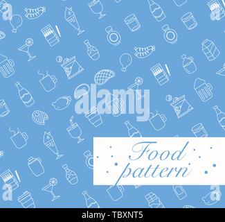Food icons set seamless vector pattern.illustration design Stock Vector