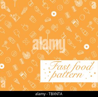 Fast food icons set seamless vector pattern.infographic design Stock Vector