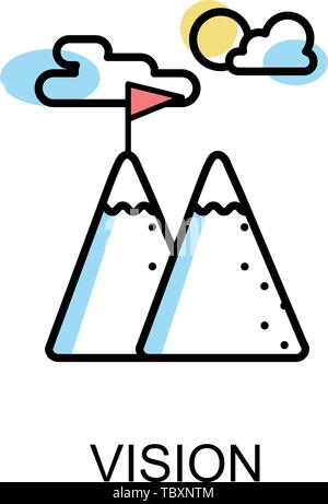 Vision icon and acheive goal on white background illustration design.vector Stock Vector