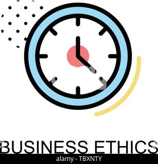 Business ethics icon  with clock on white background illustration design.vector Stock Vector
