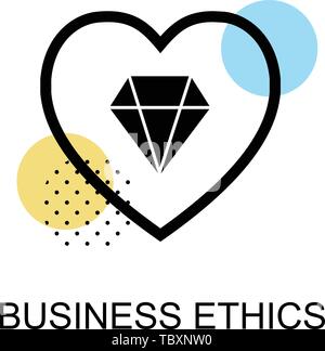 Business ethics icon with diamond and heart on white background illustration design.vector Stock Vector