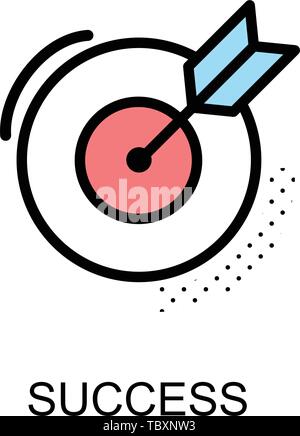 Success icon and arrow with dart board on white background illustration design.vector Stock Vector