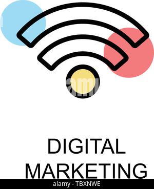 Digital marketing icon and wifi icon on white background illustration design.vector Stock Vector