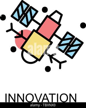 Innovation icon and satellite on white background with illustration design.vector Stock Vector