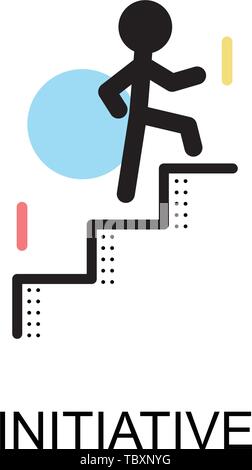 Initiative logo and man with stairs on white background illustration design.vector Stock Vector
