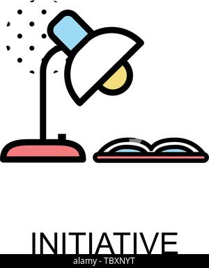 Initiative icon and desk lamp with book on white background illustration design.vector Stock Vector