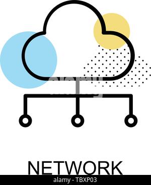 Network with flow chart on white background illustration design.vector Stock Vector