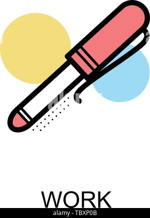 Work icon with pen on white background  illustration design.vector Stock Vector