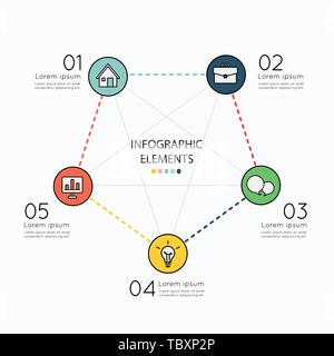 Infographic and icons with pentagon shape illustration design Stock Vector