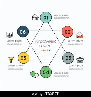 Infographic elements and colorful icons on white background Stock Vector