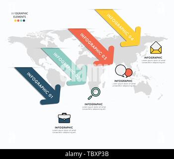 Infographic elements with icons on map background Stock Vector
