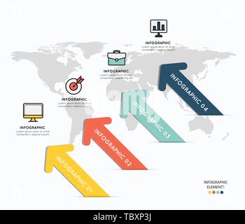 Infographic elements with icons on map background.vector Stock Vector