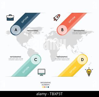 Icons and infographic design on map background.vector Stock Vector