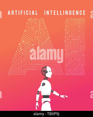 Artificial intelligence (AI) with high technology illustration design.vector Stock Vector