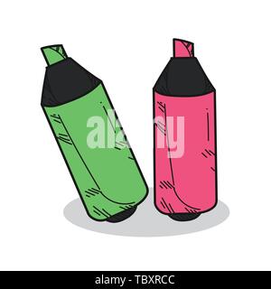 highlighter pens illustration on white background Stock Vector