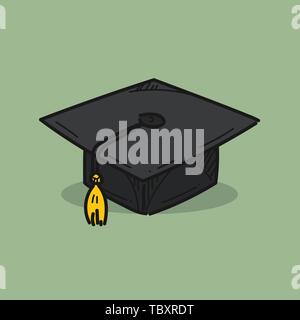 Graduation cap illustration on color background Stock Vector