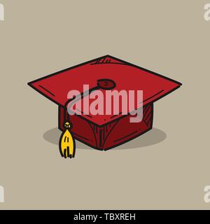 Graduation cap illustration on color background Stock Vector