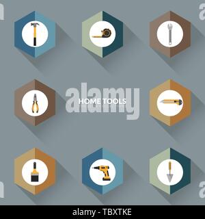 vector of icons for home repair tools icon collection set Stock Vector
