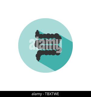 Human organ. Intestine icon with shade on green circle. Vector illustration Stock Vector