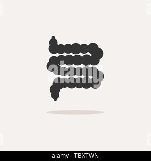 Human organ. Intestine icon with shadow on beige background. Vector illustration Stock Vector