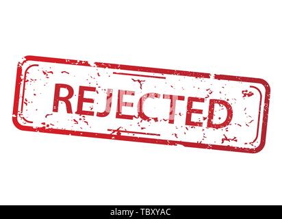 Rectangle red stamp with the word rejected on white background Stock Vector