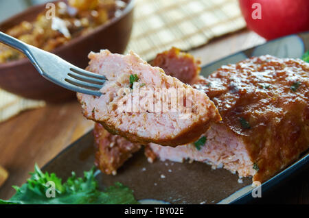 Belgian Meatloaf, Belgian national  cuisine, Traditional assorted Asia dishes, Top view. Stock Photo